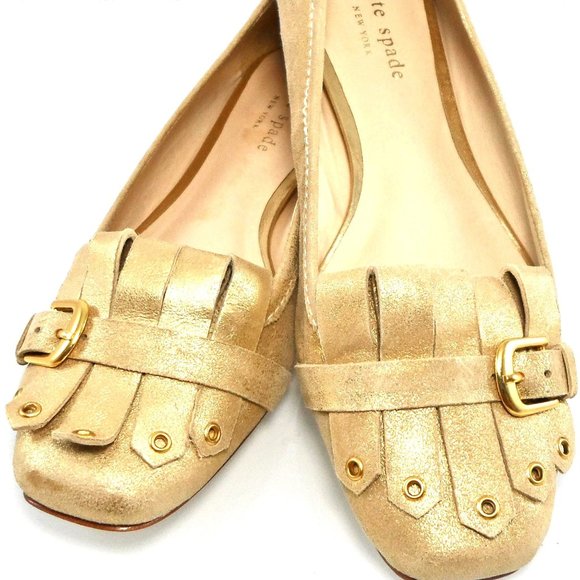 kate spade Shoes - NIB $258 KATE SPADE NY GOLD FRINGED OXFORD BALLET FLATS SLIP ON FLAT LOAFERS
